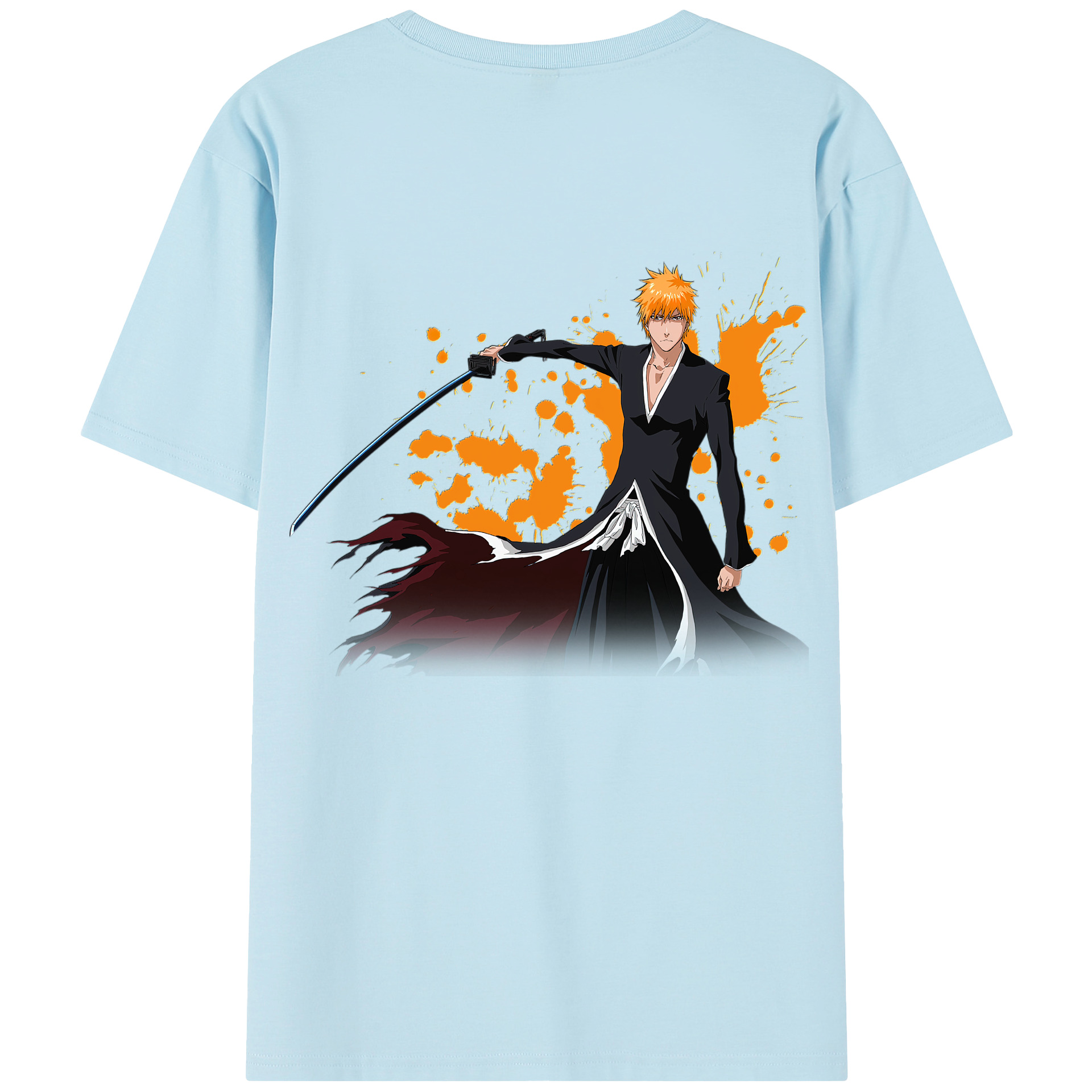 （画像用） ブリーチ 黒崎一護（くろさき いちご）BLEACH Kurosaki Ichigo 綿100％半袖Tシャツ（背面プリント）